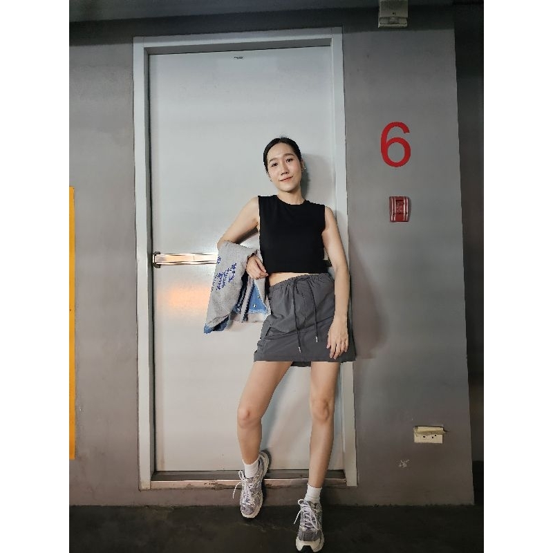 กระโปรงสั้นคาร์โก้ผ้าร่ม Y2K