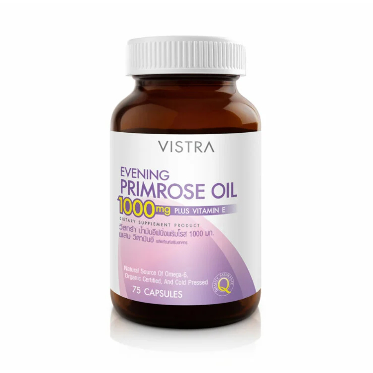 VISTRA Evening Primrose Oil 1000 mg. PLUS VITAMIN E 75 Capsules