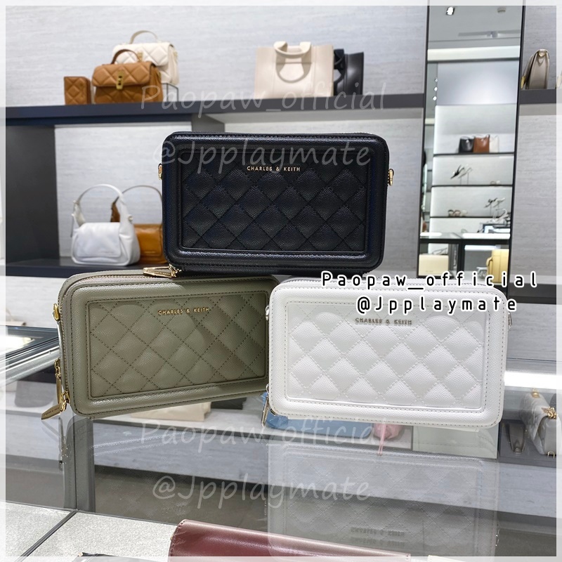 กระเป๋าสตางค์ Charles & Keith รุ่น Quilted Boxy Long Wallet : CK6-10840105 แท้จากชอป พร้อมถุงกระดาษ