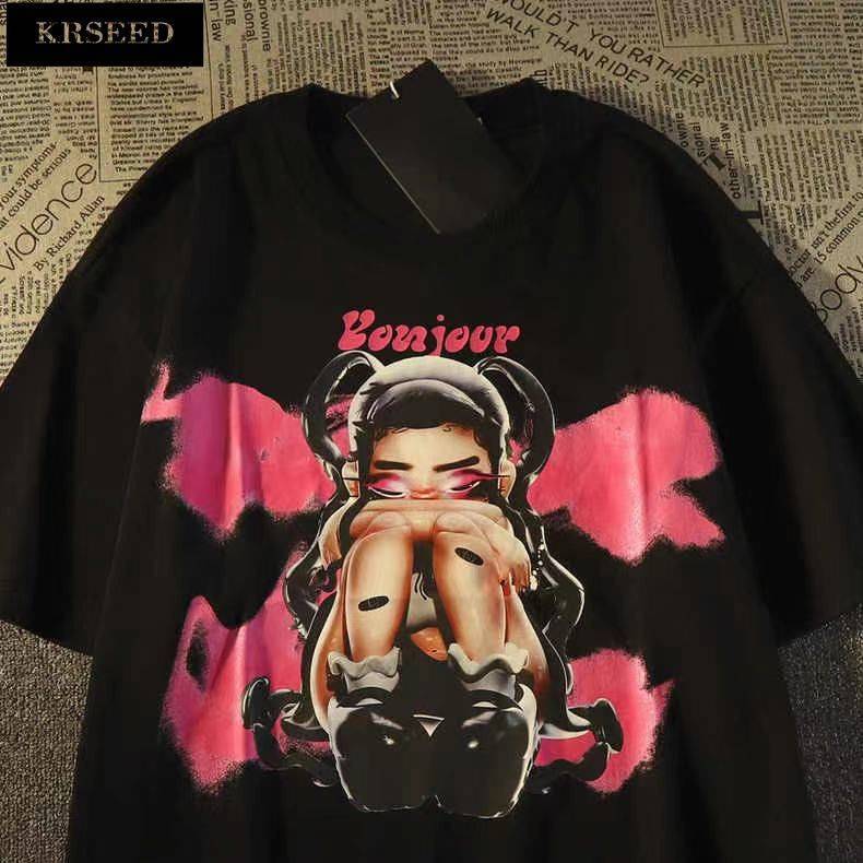 เสื้อยืดแขนสั้น คอกลม ผู้หญิง ทรงหลวม ลายน่ารักๆ ES68