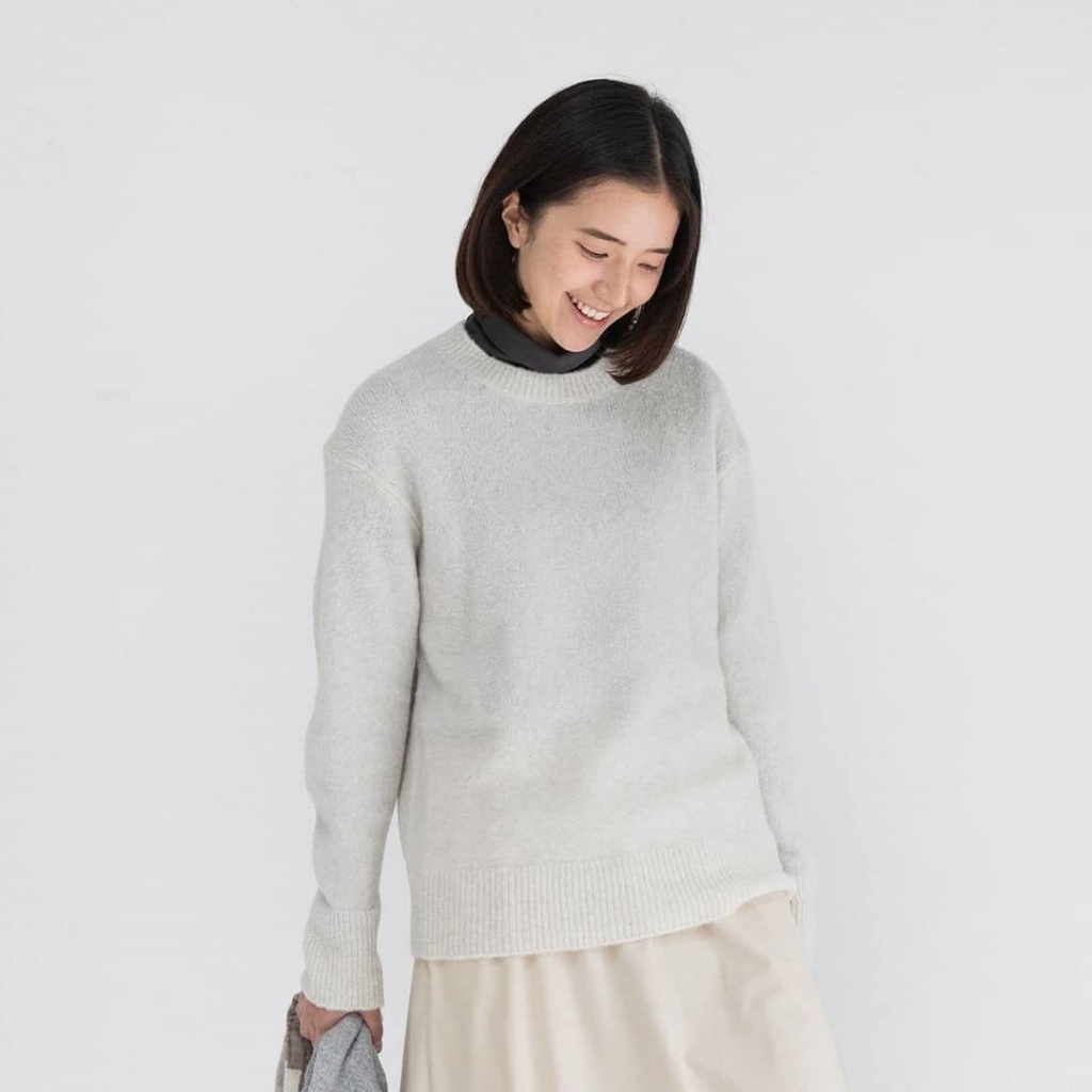 เสื้อไหมพรมผู้หญิง MUJI : Wool Crew Neck Jumper sweater #22856321987