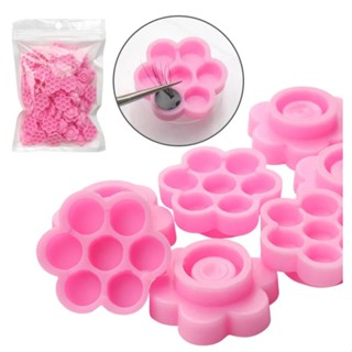 ถ้วยกาวดอกไม้ 100 ชิ้น ถ้วยกาวต่อขนตา ถ้วยใส่กาว ต่อขนตา จาน…