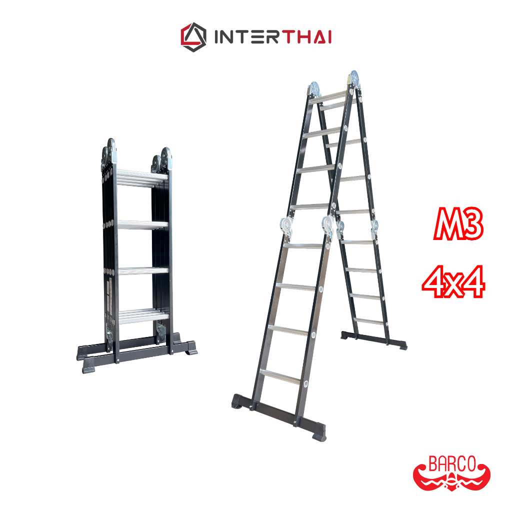 BARCO บันไดอเนกประสงค์ (เหล็กกล้าสีดำ) รุ่น M3 4x4 16 ขั้น 4.5 เมตร รับได้ 150 กิโลกรัม