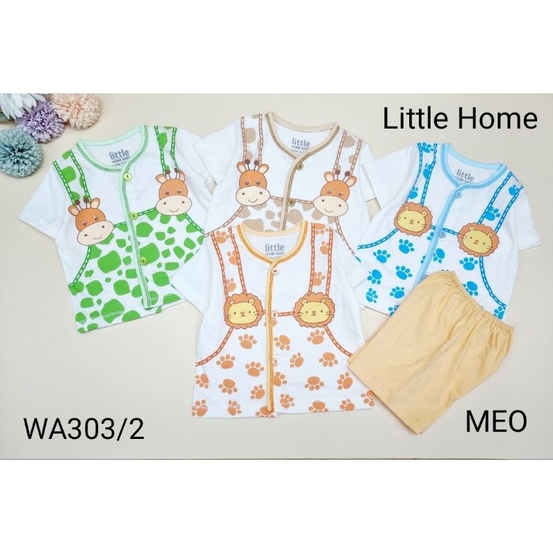 little home babyชุดเด็กแรกเกิดแขนขาสั้น กระดุมหน้า(0-3เดือน)
