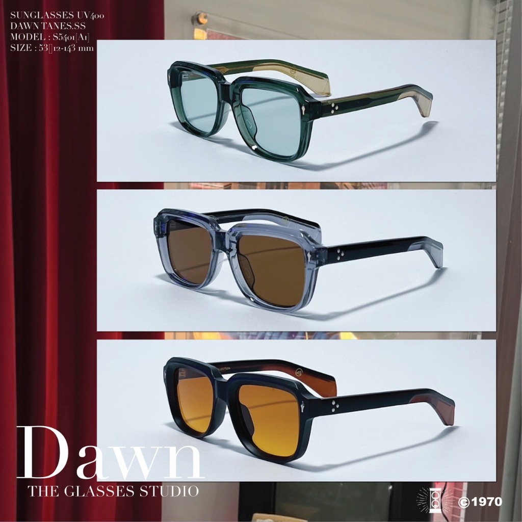 S5401[A1] NEW!! DAWN แว่นตากันแดด UV400 Vintage Collection ดีไซน์วินเทจ ทรงใหม่ เหมากะกับทุกรูปหน้า วัสดุเบา