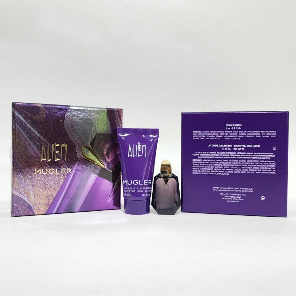 น้ำหอมจิ๋วมินิ	Set Thierry Mugler Alien EDP 6ml + Body Lotion 30ml กล่องโดนน้ำซึมใส่ไม่สวย