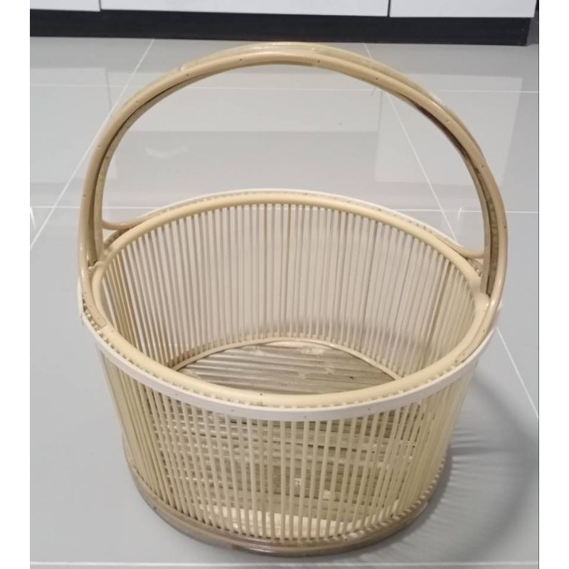โครงตะกร้าหวายแท้สีธรรมชาติ+เส้นสานหวายเทียม