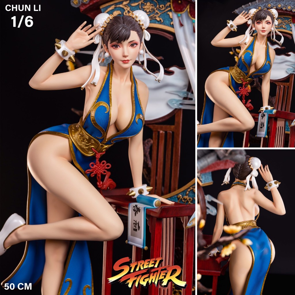 ฟิกเกอร์ TriEagles Studio Capcom Street Fighter สตรีทไฟท์เตอร์ Chun Li ชุนลี 1/6 H 50 cm ชุดจีน สีนํ