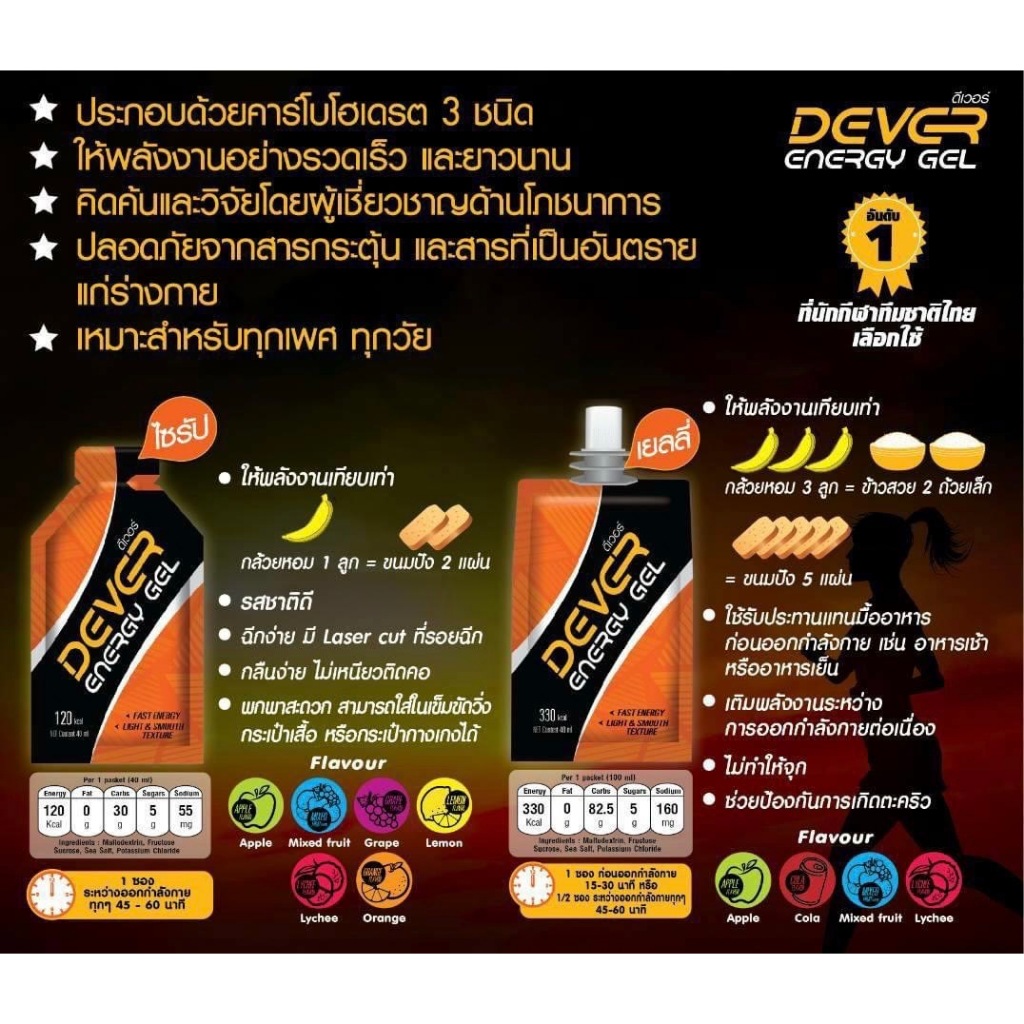 Dever Energy Gel ขนาด100Ml (ซื้อ 4 ฟรี 1)มีทั้งหมด7รสชาติ - รูปที่ 2