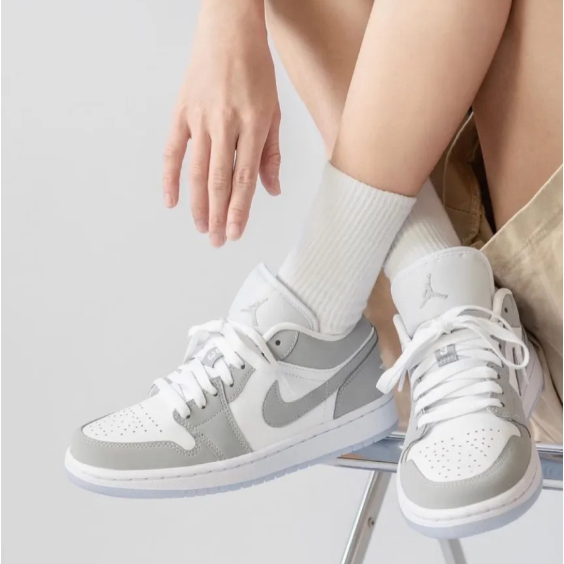 ( ของแท้100% ) Nike AIR JORDAN 1 LOW WHITE " WOLF GREY "