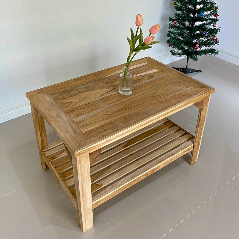 ชั้นวางของ ชั้นไม้สักวางกลางโซฟา