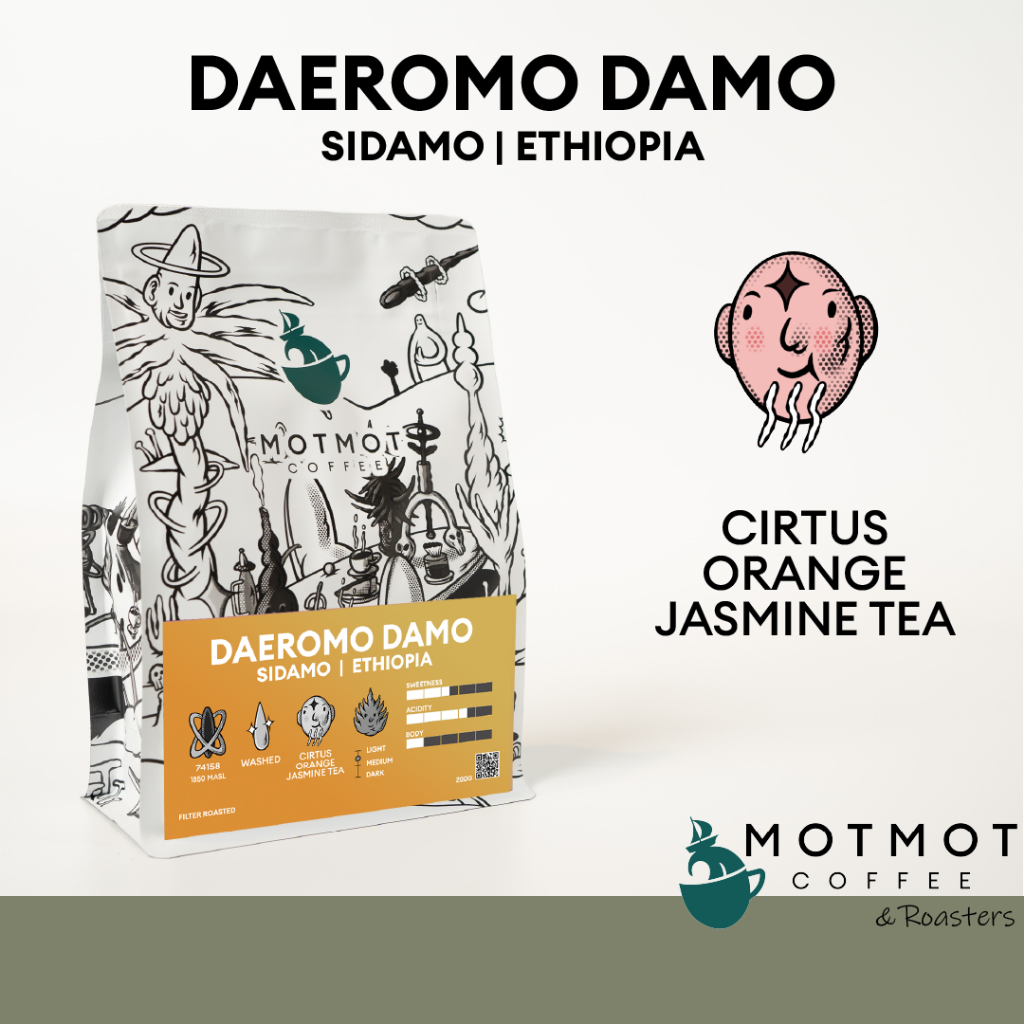 Ethiopia Sidamo Daeromo Damo (Natural) | เมล็ดกาแฟ อาราบิก้า 100% MOTMOT COFFEE