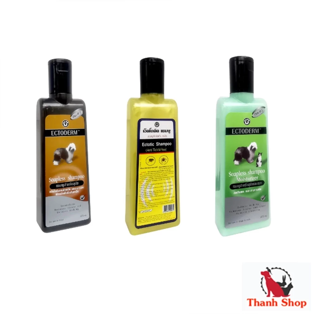 ECTOTIC,ECTODERM แชมพูสำหรับสุนัขและแมว ลดอาการคัน ปัณหาผิวหนัง และกกำจัดเห็บหมัด ขนาด 325 ml.