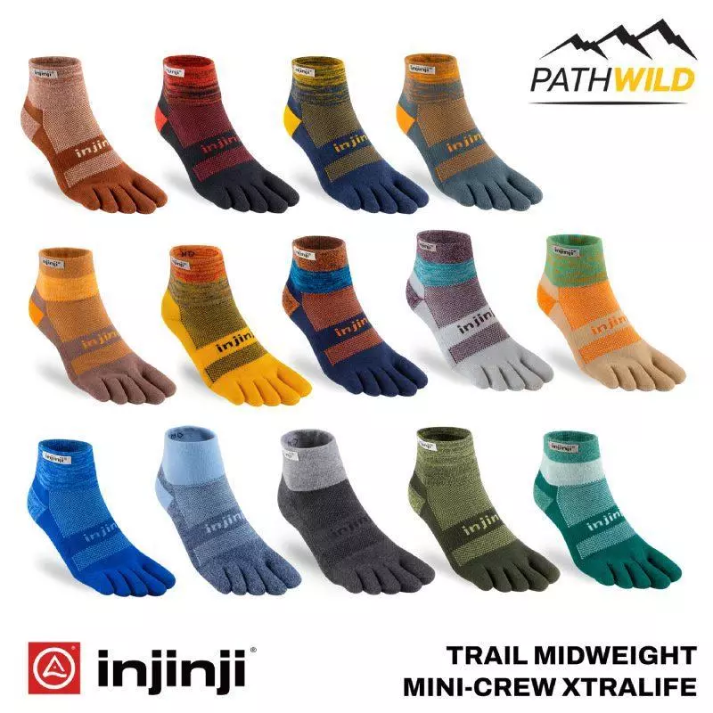 INJINJI TRAIL MIDWEIGHT MINI-CREW XTRALIFE ถุงเท้าแยกนิ้ว เหมาะกับการวิ่ง การออกกำลังกาย หรือใส่ในชีวิตประจำวัน