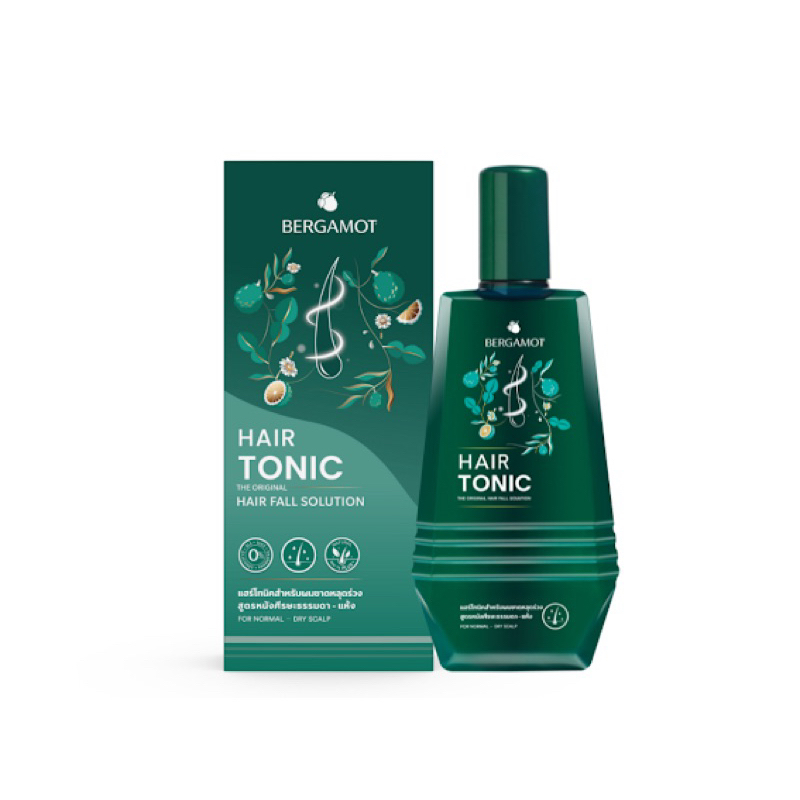 BERGAMOT เบอกาม็อท แฮร์โทนิค   (ขวดสีเขียว ลดผมขาดหลุดร่วง สำหรับหนังศรีษะธรรมดา ) ปริมาณ 100 มล.