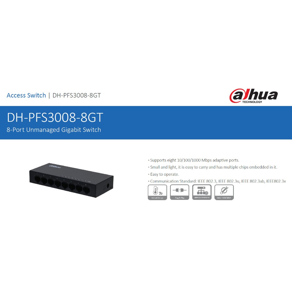 Gigabit Switching Hub 8 Port DAHUA PFS3008-8GT