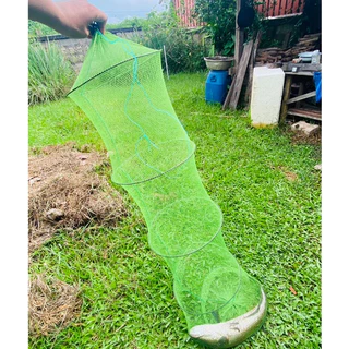 กระชังใส่ปลา ที่ใส่ปลา ตาข่ายใส่ปลาสีเขียว อุปกรณ์ตกปลา ตกปลา ตาข่ายดักปลา ตาข่ายใส่ปลา