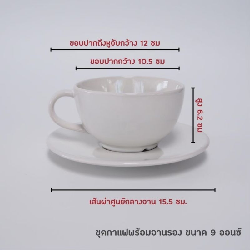kaewceramic ชุดแก้วกาแฟเซรามิคสีขาว/ สีครีม เกรด AB