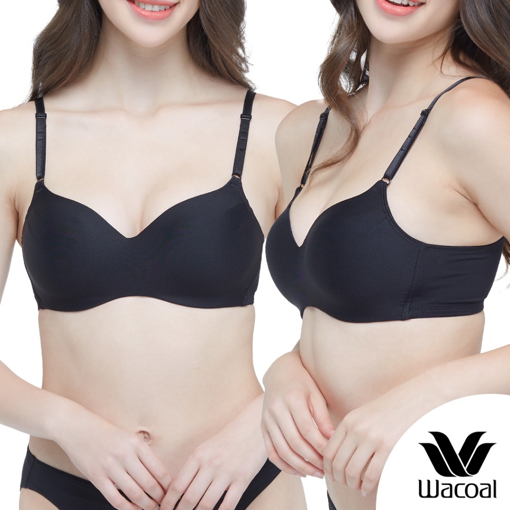 Wacoal Surprise Comfort Bra เสื้อชั้นในไร้โครง เซท 2 ชิ้น รุ่น WB3X96 สีดำ (BL)