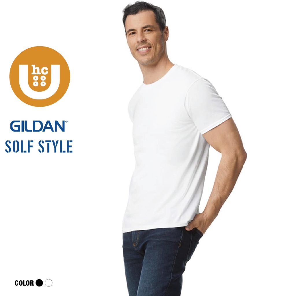GILDAN SoftStyle Cotton 100% แท้ S-XL ขาว ดำ เสื้อยืด unisex