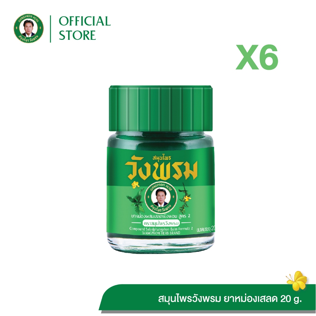 ยาหม่องผสมเสลดพังพอน สูตร2 ตราสมุนไพรวังพรม ขนาด 20 กรัม (แพ็ค 6 ขวด)