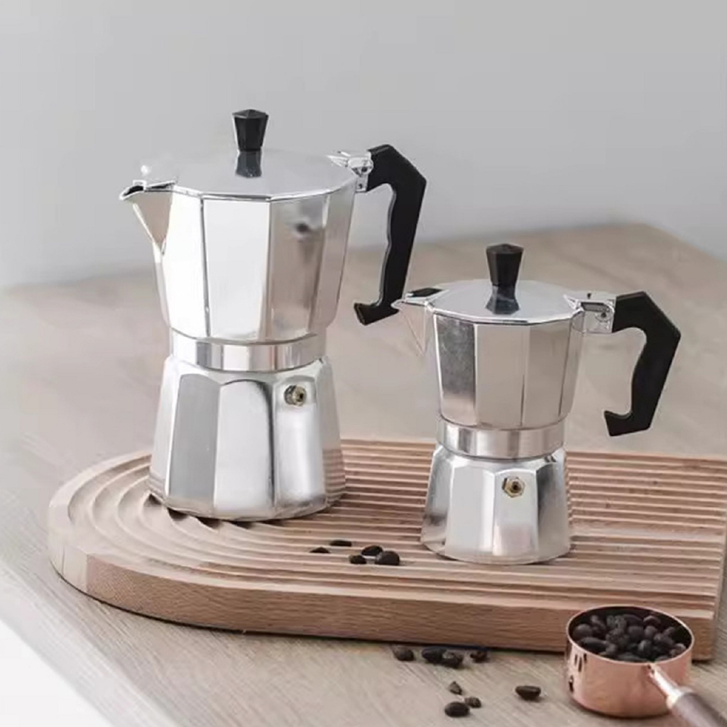 กาต้มกาแฟสด หม้อต้มกาแฟ มอคค่าพอท เครื่องชงกาแฟสด เครื่องทำกาแฟ แบบพกพา วินเทจ  Moka Pot ruianshop88