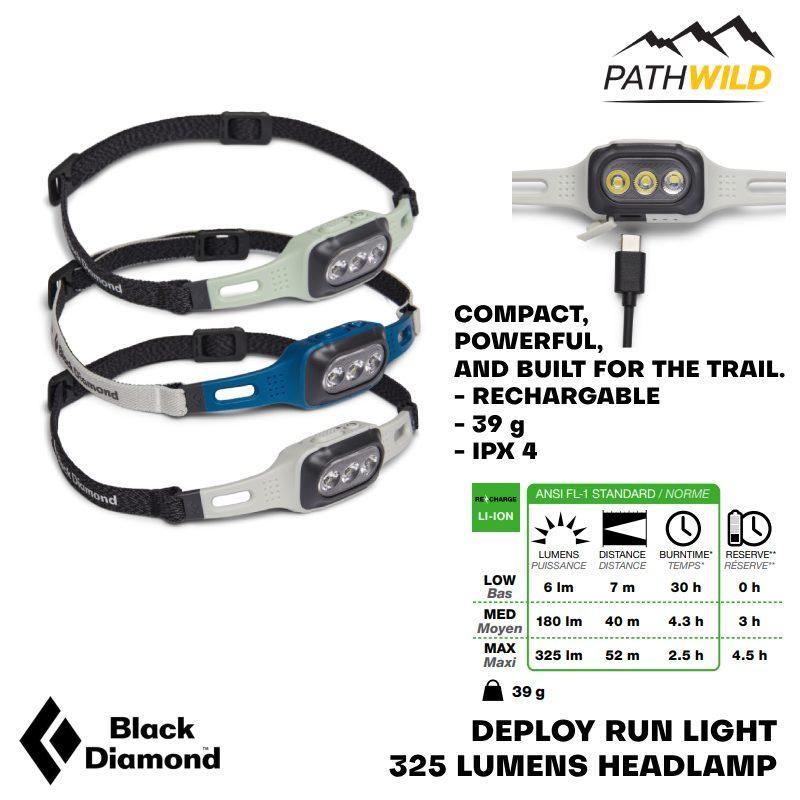 Black Diamond Deploy Run Light ไฟฉายคาดหัว ความสว่าง 325 Lumens เล็ก เบา กะทัดรัด เหมาะสำหรับวิ่งเทรล