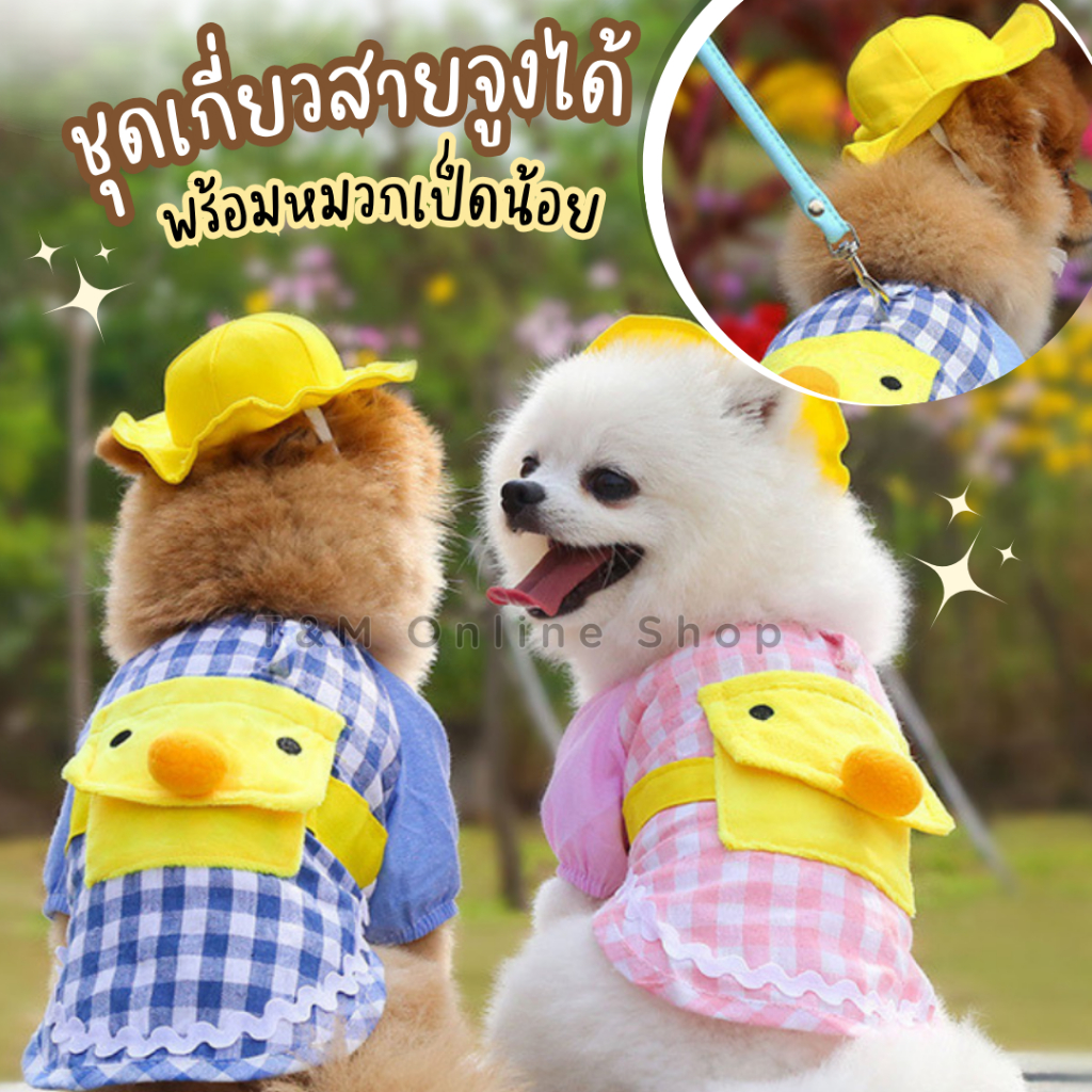 ชุดลายสก๊อต พร้อม หมวกเป็ด น่ารักๆ ชุดset ด้านหลังเกี่ยวสายจูงได้ พร้อมส่งในไทย