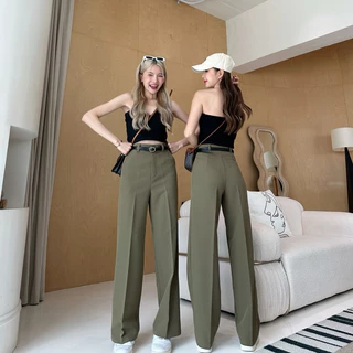 (K2.) Classy Pants กางเกงตะขอหน้ากระบอกกลางแต่งหูเข็มขัด