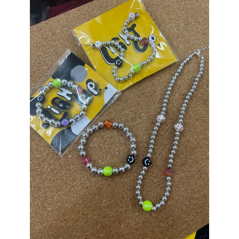 สร้อยคอ สร้อยข้อมือ ลูกบอล ยิ้ม ลูกเต๋า lightup_bkk set tennis love smile Y2K handmade
