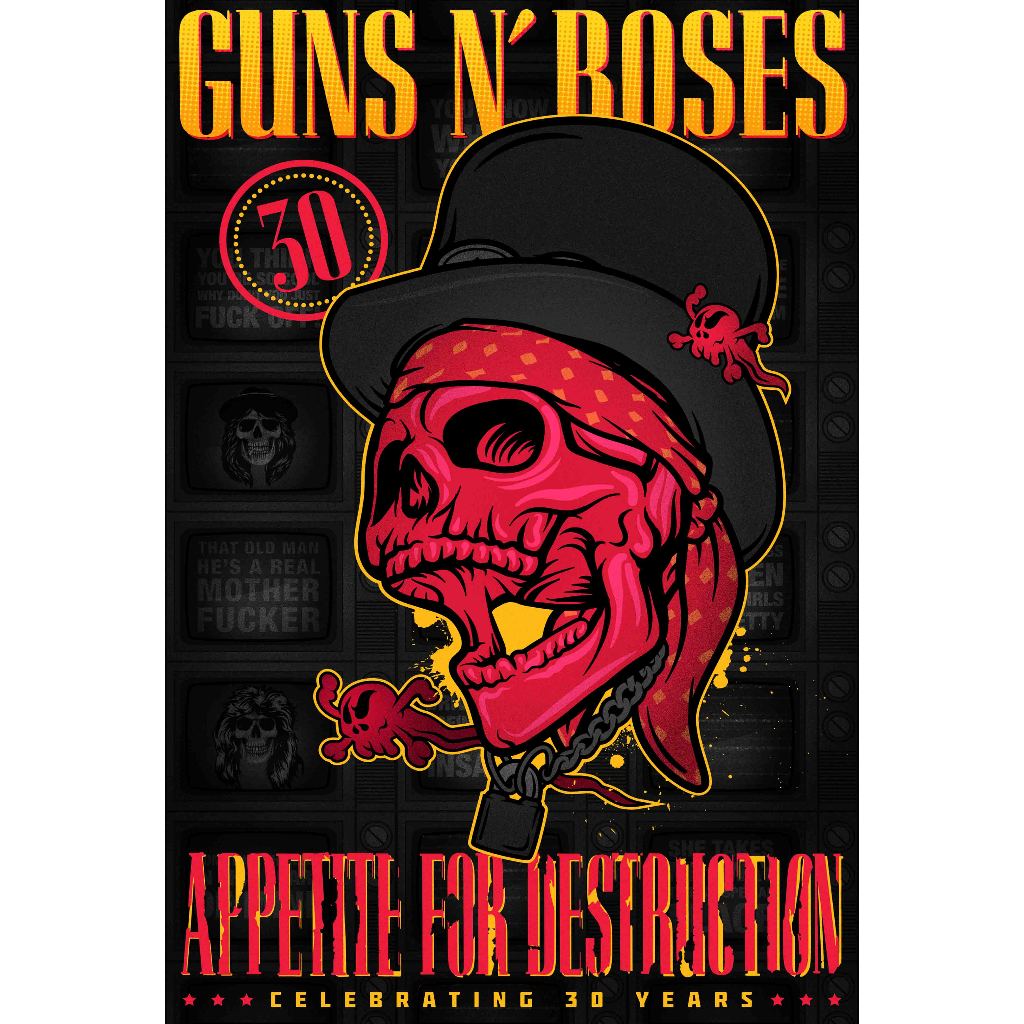 โปสเตอร์ Guns N' Roses โปสเตอร์ติดผนัง ของแต่งบ้าน วอลเปเปอร์ รูปภาพผนัง รับทำโปสเตอร์  Poster โปสเต