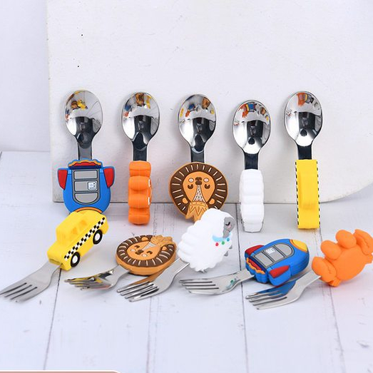 ช้อนส้อมเด็ก รุ่นสัตว์ แสตนเลสเกรด 304  BLW SPOON