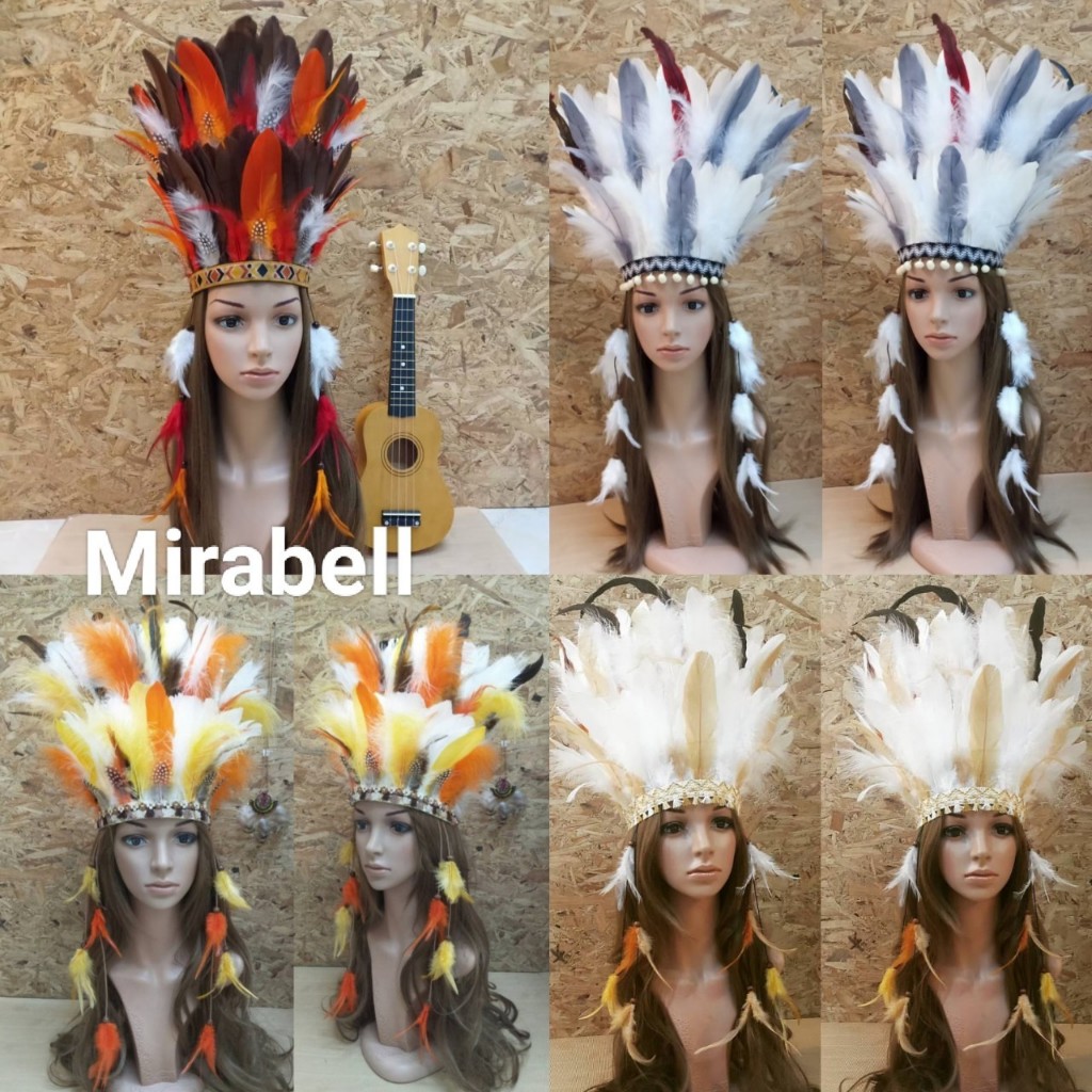 คาดผมโบฮีเมี่ยน คาดผมอินเดียแดง ทำจากขนนก แต่งขนนกมิ้ง 2 ชั้นมีหลายสี ความสูงประมาน 29-30 เซน พร้อมส่ง