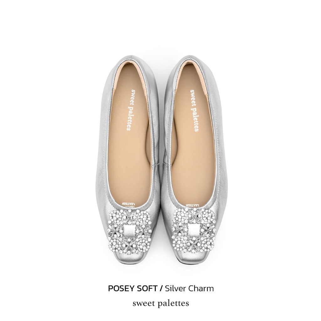 Sweet Palettes รองเท้าหนังแกะ Poesy Soft Silver Charm