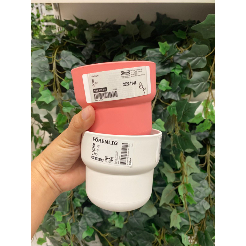 FÖRENLIG กระถาง กระถางต้นไม้, ใน/นอกอาคาร ขาว ดำ ชมพู, 9 ซม. By IKEA