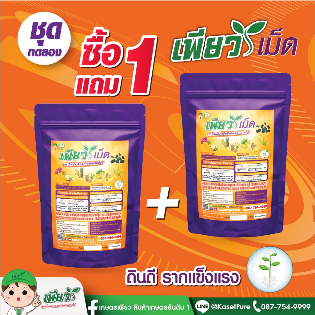 เพียวเม็ด ซื้อ 1 แถม 1 แก้เชื้อรา รักษาพืชป่วย ไม่กินปุ๋ย ต้นโทรม ใบร่วง ดอกร่วง ผลร่วง ผลเน่า ใบจุด ราน้ำค้าง ราสนิม รา