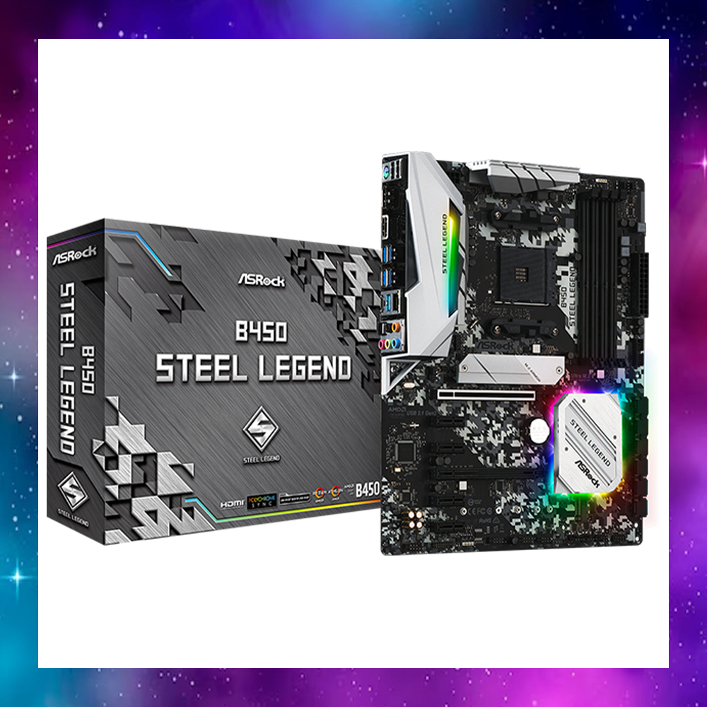 MAINBOARD (เมนบอร์ด) ASROCK B450 STEEL LEGEND AM4 RYZEN 6GPU ใช้งานปกติ