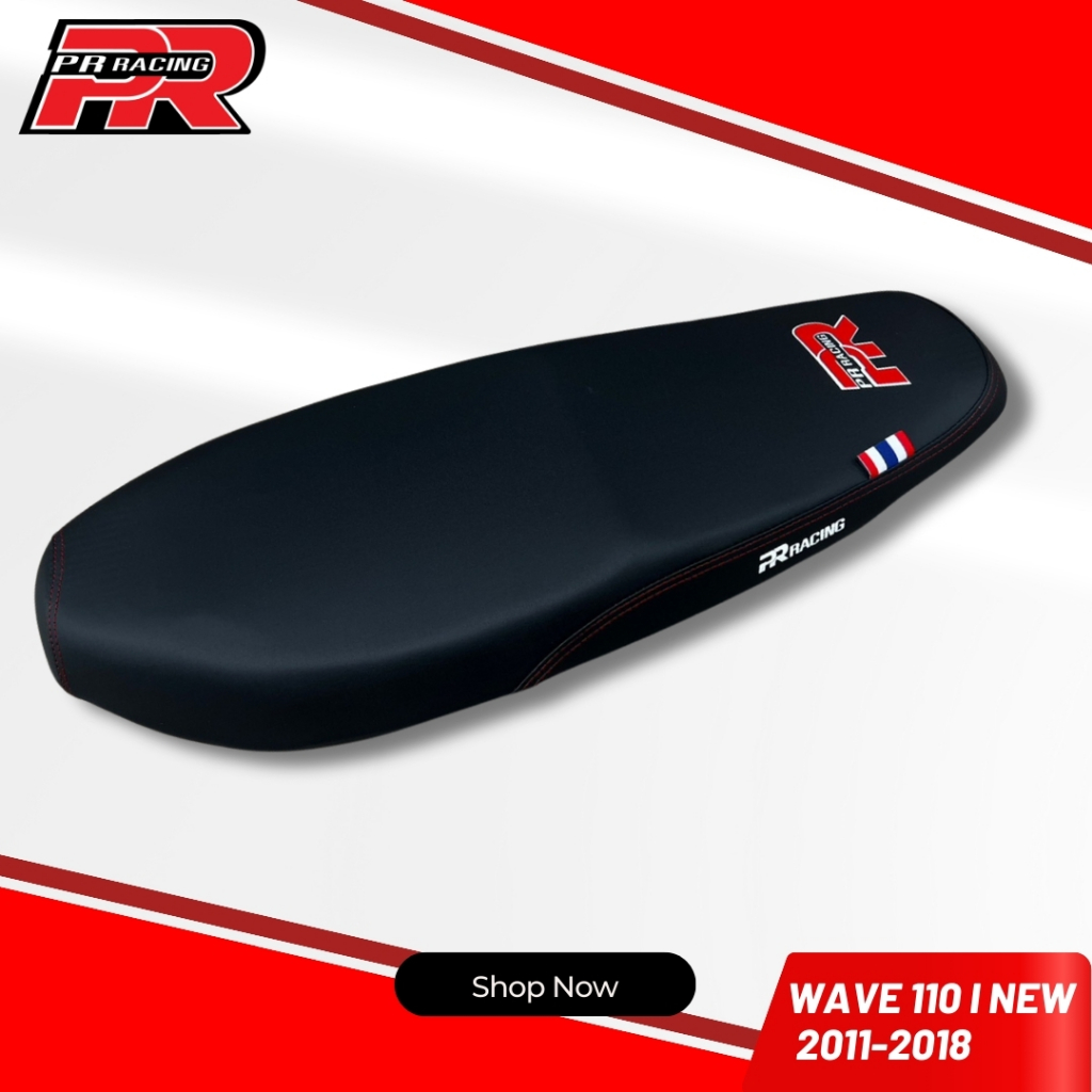 เบาะมอเตอร์ไซค์ เบาะปาด โลโก้ PR รุ่น WAVE 110 i New ปี 2012-2018 สีดำ