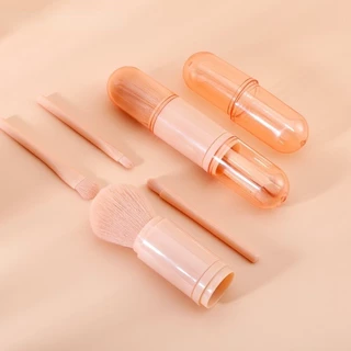 L383 เซ็ตแปรงแต่งหน้า 4 ชิ้น ในด้ามเดียว สีชมพู ขนนุ่ม พร้อมกล่องใส่