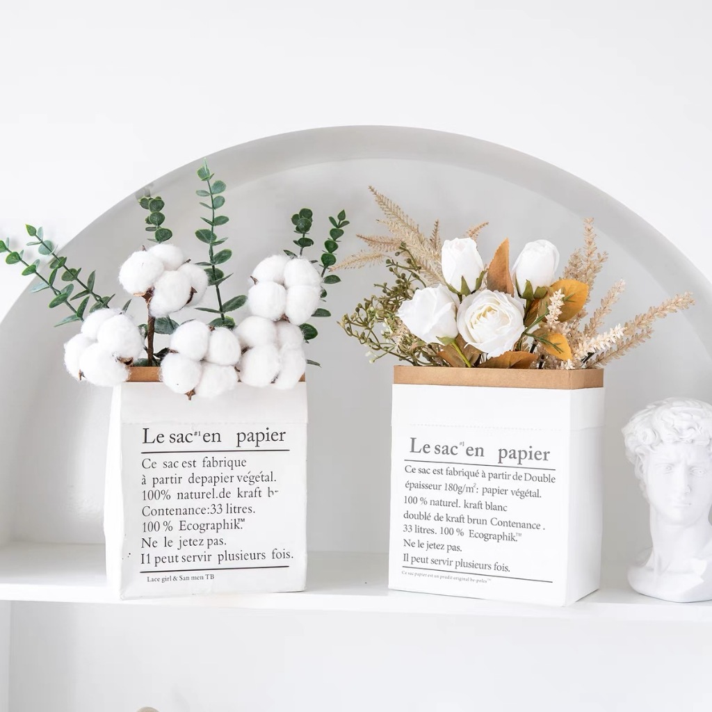 OurHome [พร้อมส่ง]ins ถุงกระดาษ ins paper bag ถุงเก็บของ อุปกรณ์ประกอบฉากภาพ ดอกไม้แห้งและดอกไม้ปลอมสำหรับตกแต่ง