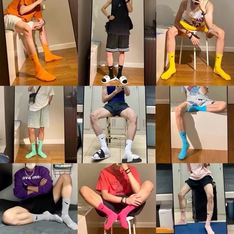 ถุงเท้ากีฬา ข้อยาว🔥（มี8 สีให้เลือก）🔥ใส่ได้ทั้งชาย/หญิง อเนกประสงค์ สไตล์เกาหลี ผ้าฝ้าย ระบายอากาศได้ดี ผ้าหนานิ่มใส่สบาย - รูปที่ 3