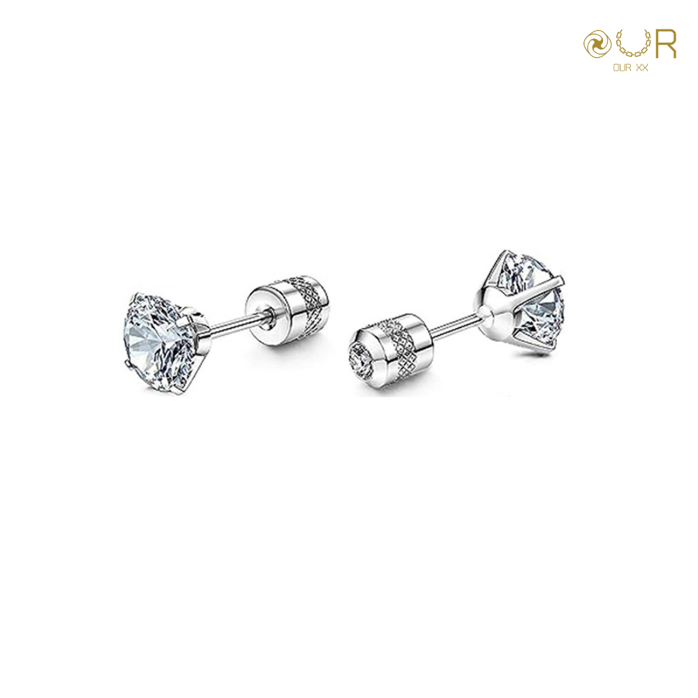 Our XX White Twice ต่างหูเจาะ วัสดุไทเทเนียมเกรดเครื่องมือแพทย์ (P020)