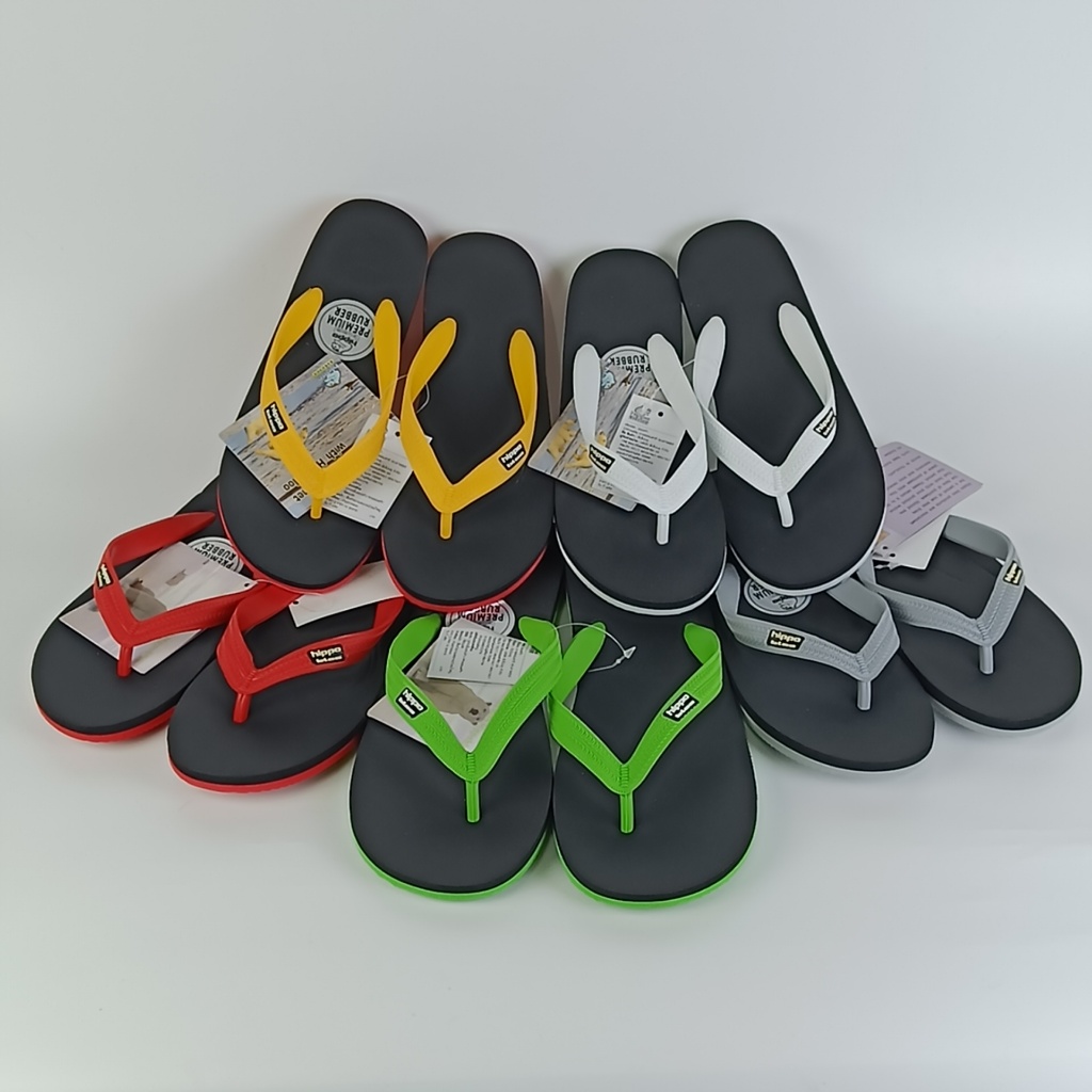 Hippo Bloo ฮิปโปบลู รองเท้ายางธรรมชาติ พื้นดำ(BLACK)