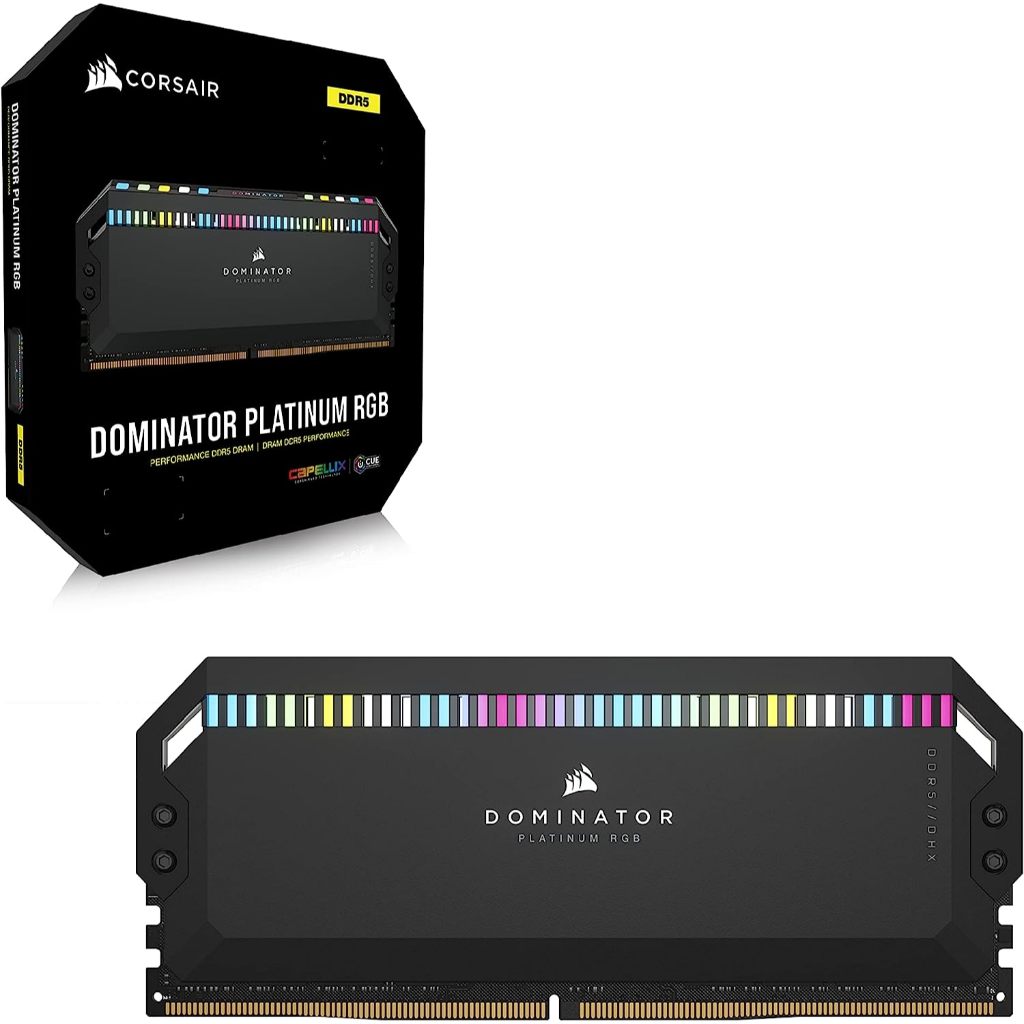 64GB (2x32GB) DDR5 5600MHz RAM (แรมพีซี)  CORSAIR DOMINATOR PLATINUM RGB BLACK (CMT64GX5M2X5600C40)