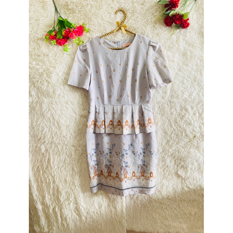 C39ชุดเดรสผ้าไทยสวยๆ ป้าย Elgrand เทียบมือ1 ซักเก็บ