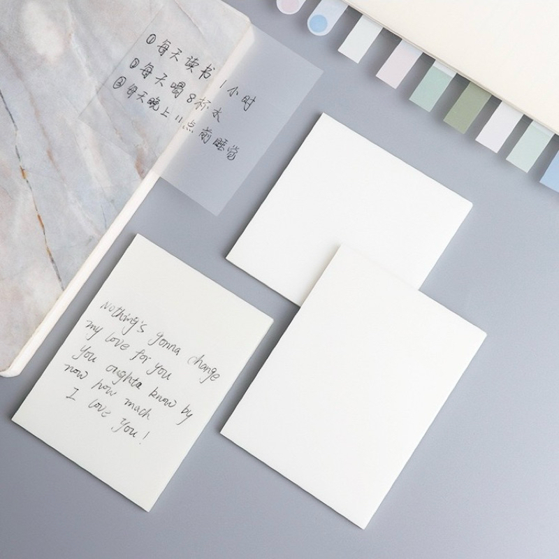 <พร้อมส่ง> โน๊ตกาวใส V.1 PET 50แผ่น | 7แบบ | Transparent Sticky Note กันน้ำ โน๊ตขุ่น เครื่องเขียน โพสอิท