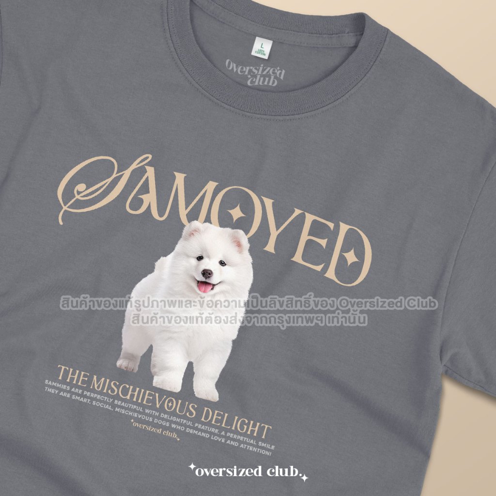 เสื้อยืดสกรีนลายหมา Samoyed ซามอยด์ [Classic Cotton 100% by Oversized Club]