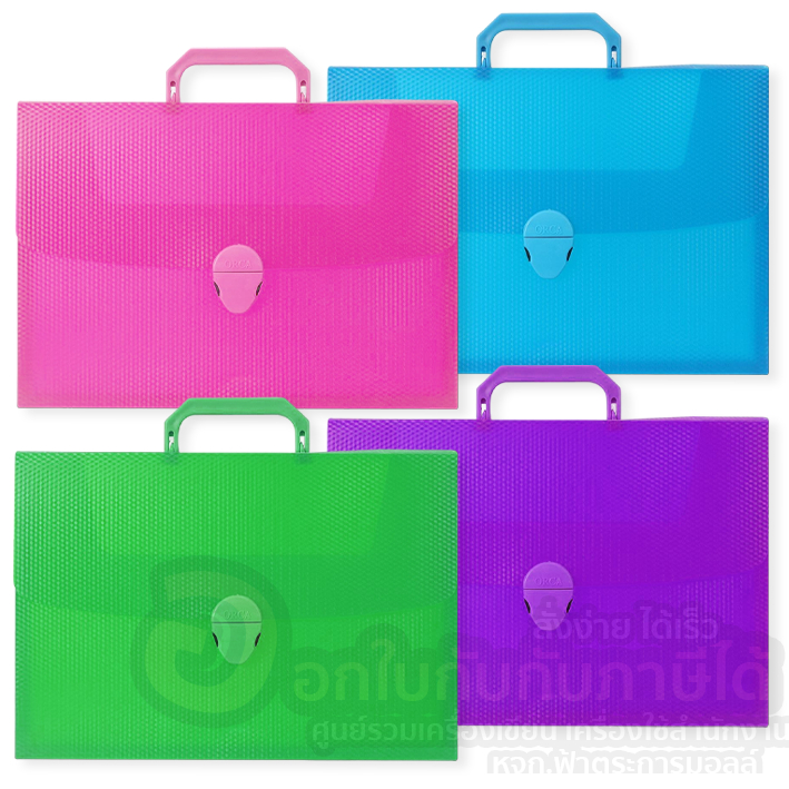 แฟ้มกระเป๋า ORCA แฟ้ม หูหิ้ว ขนาด A4 24 x 34 x 4 cm.รุ่น A-147 คละสี จำนวน 1ใบ พร้อมส่ง อุบล