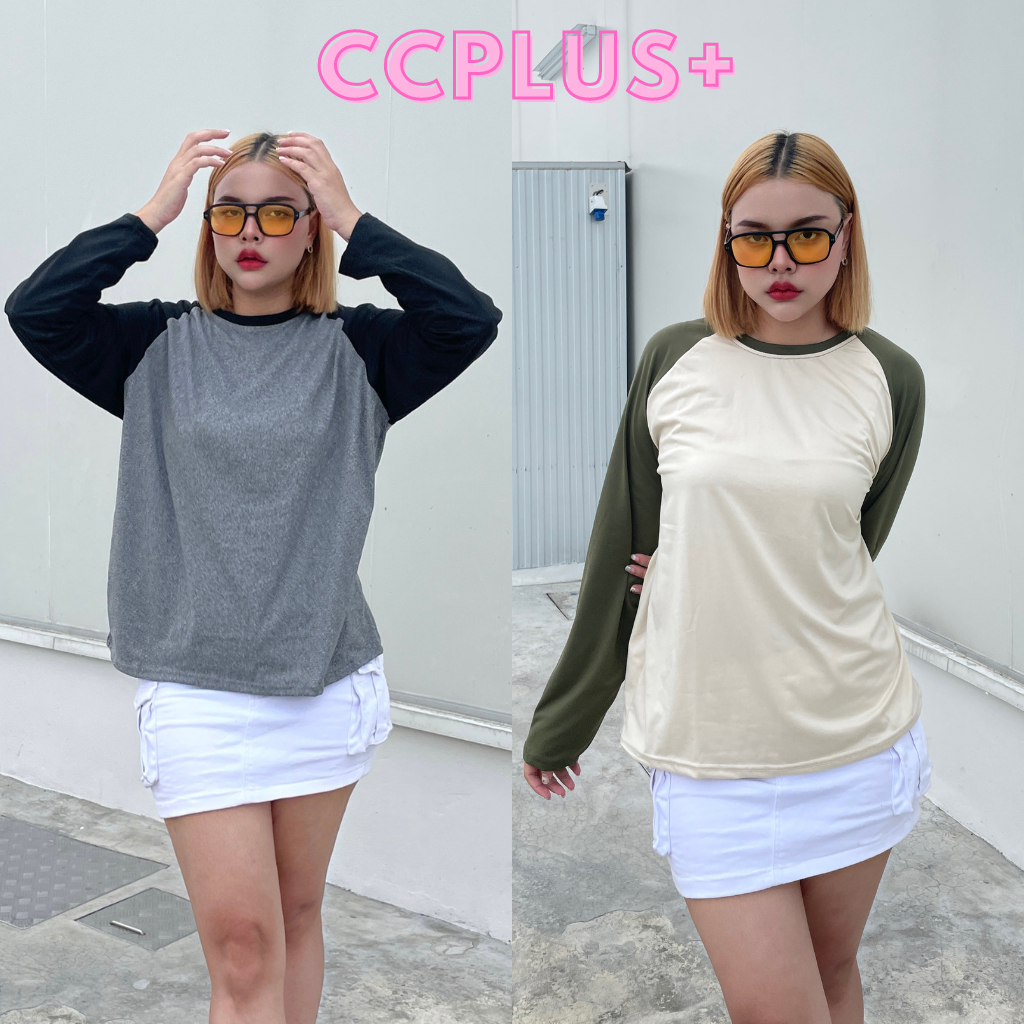 CiCi Plus+(3325-1) เสื้อแขนยาวสีทูโทน ทรงoversize ใส่สบาย ไม่ควรพลาด เหมาะกับทุกวัย