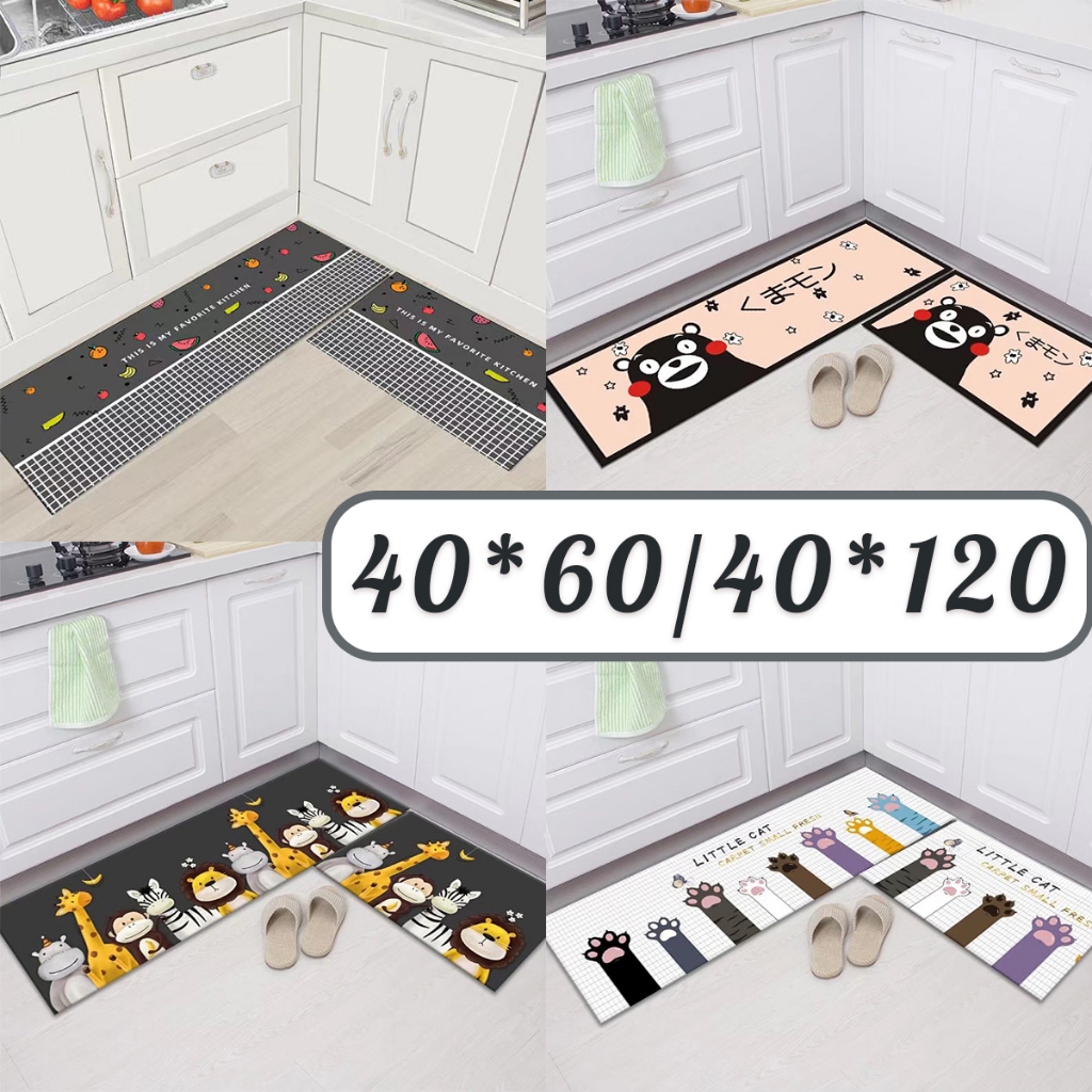 ชุดเซ็ทพรม เซ็ตคู่ 2 ชิ้น พรมขนสั้น พรมปูพื้นในห้องครัว พรมเช็ดเท้า กันลื่น แบบแห้งเร็ว ดูดซับน้ำได้ดี สําหรับห้องน้ำ